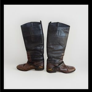 Golden Goose pull on croc leather riding boots size 39 9